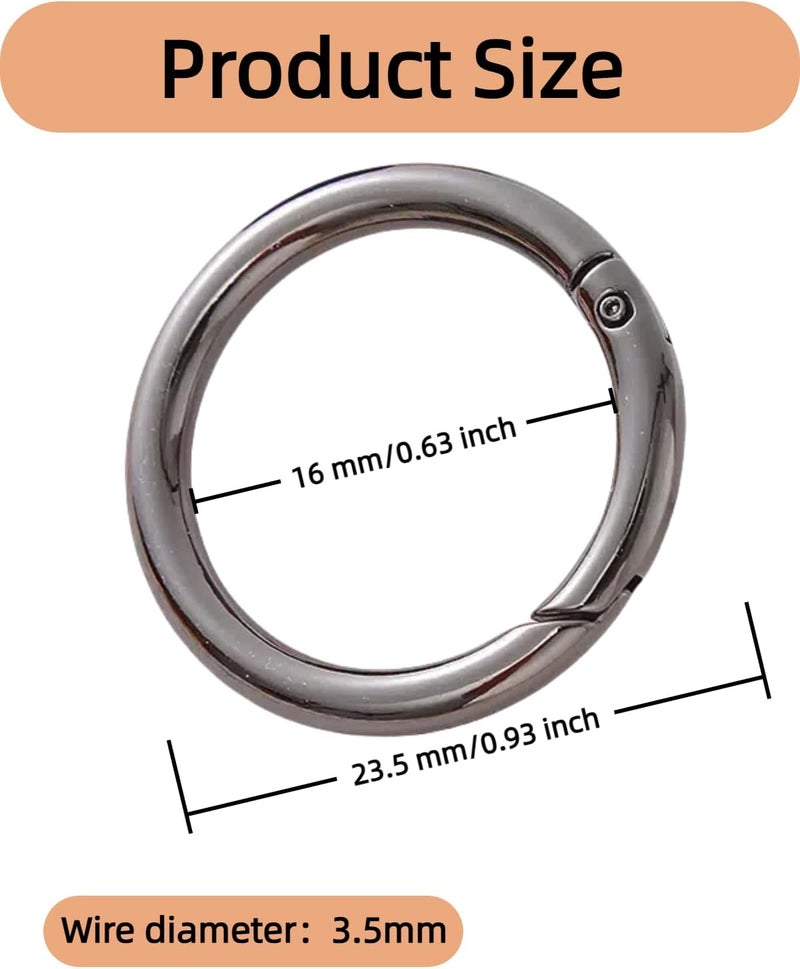 Hibmisy 50pcs 1 Inch Metal Spring O Rings,Round Carabiners Clips Snap Hooks for Keychains, Purse, Shoulder Bag,DIY Crafts (Gray) - Image 2
